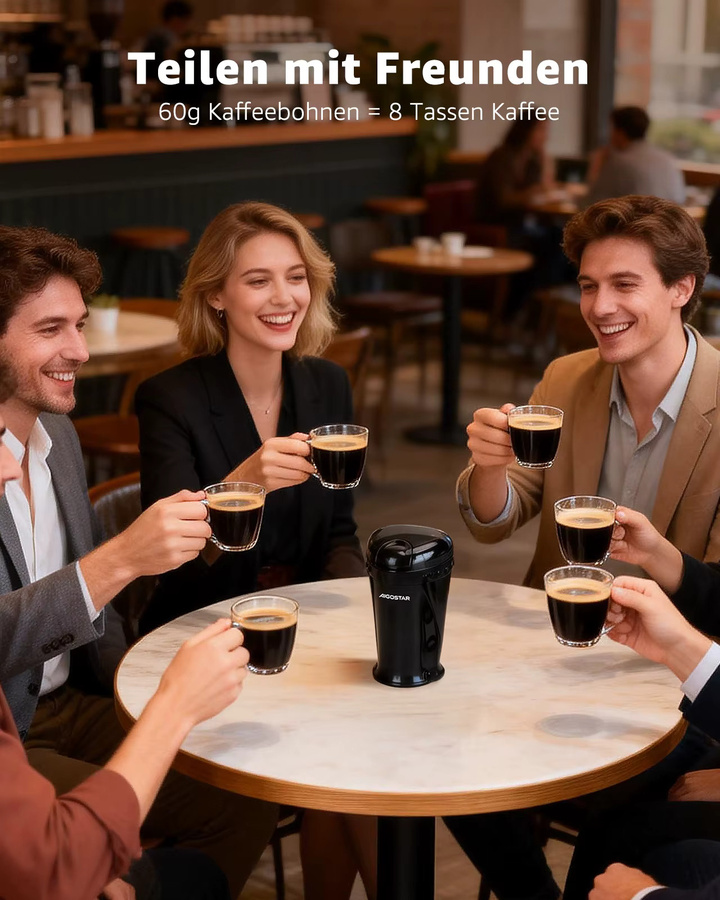 Aigostar Elektrische Kaffeemühle und Gewürzmühle in Schwarz mit Edelstahl-Schlagmesser und 150 Watt Leistung - Bild 6