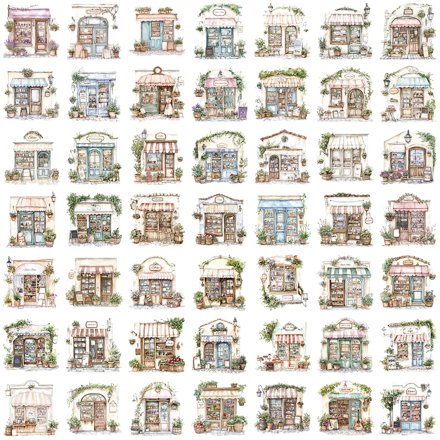50 Stück Transparente Aquarell-Aufkleber Set aus wasserfestem PET in Multicolour zur Dekoration von Notizbüchern und Gitarren - Bild 1