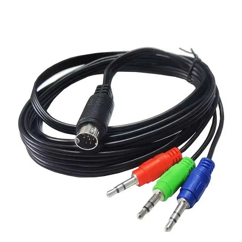 BSN Mini DIN 9Pin auf 3x DC 3,5mm Audiokabel, Rot Grün Blau, Länge: 1,8 m - Bild 2