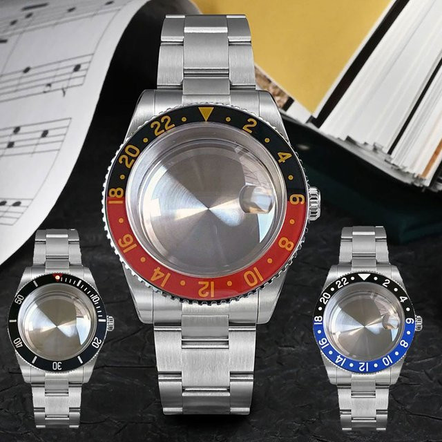 Tandorio Taucheruhrengehäuse Edelstahl, 38 mm, schwarz, Unisex - Bild 1