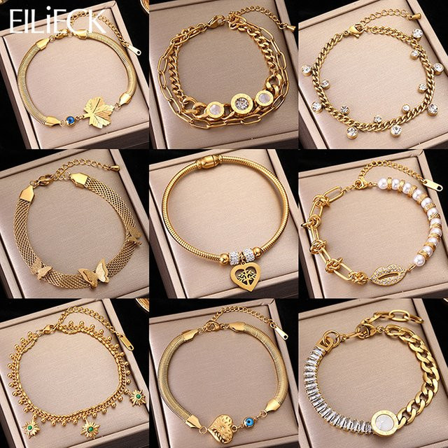 Eilieck Armband, Edelstahl, Gold, Perle, Zirkonia, Damen - Bild 1