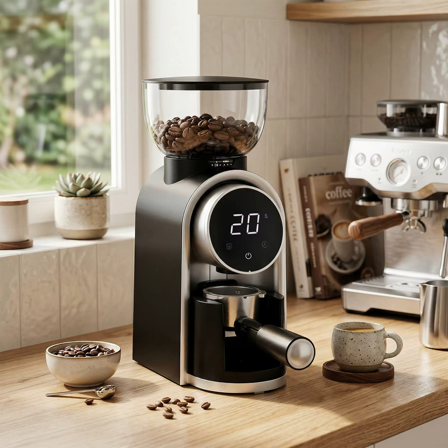 Podofo Elektro-Kaffeemühle mit Touchscreen, Schwarz, 25 Mahlstufen, 250g Bohnenbehälter und 160g Pulverbehälter - Bild 6