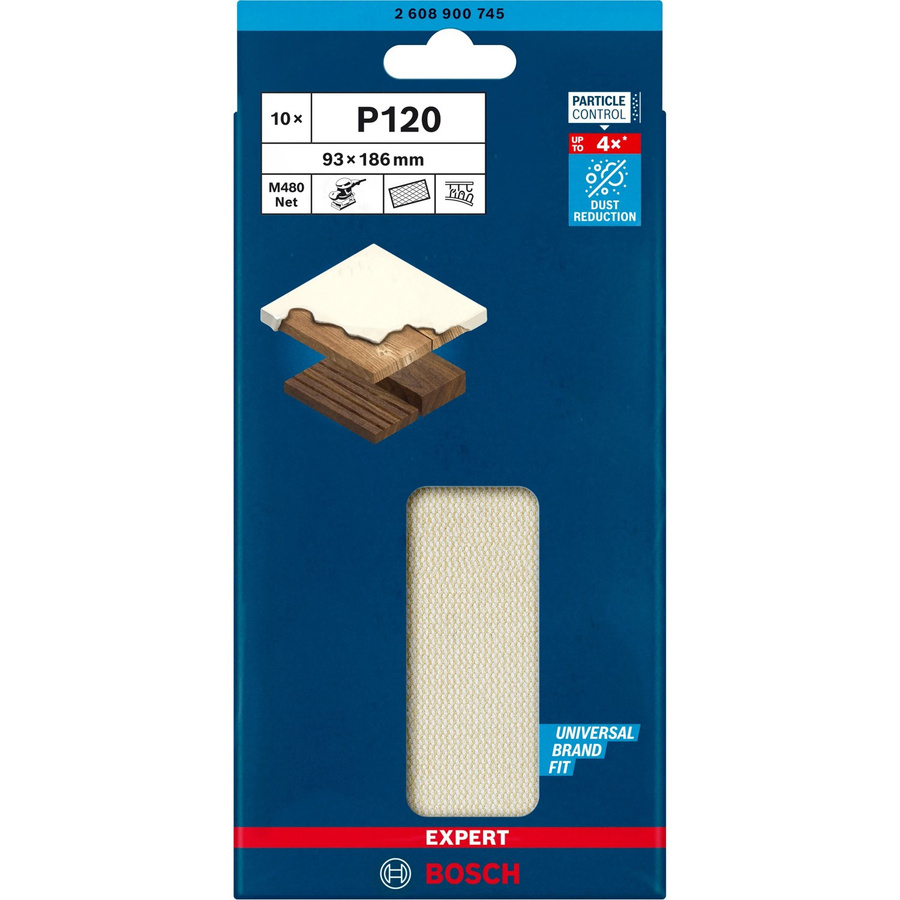 Bosch Expert M480 Netzschleifblatt für Schwingschleifer, Körnung 120, B: 18,6 cm, H: 9,3 cm, 10 Stück - Bild 3