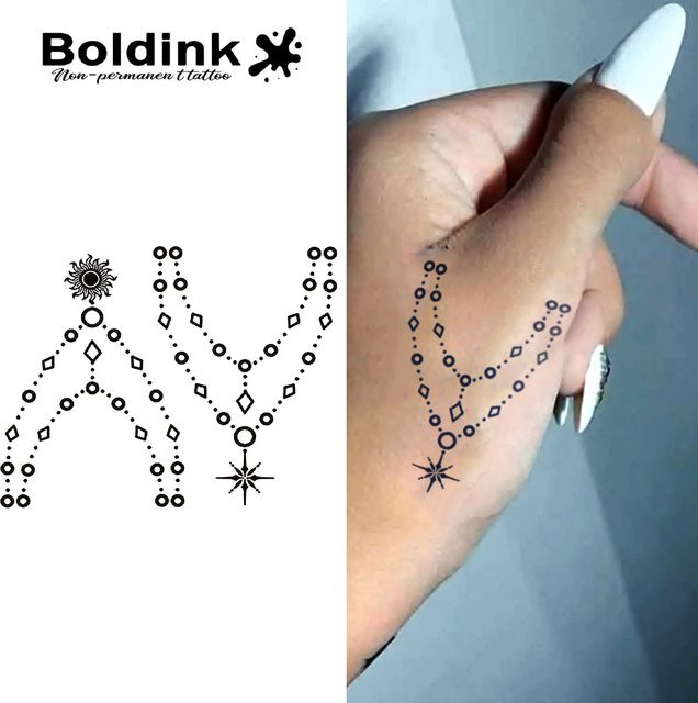 Boldink Semi-permanentes Tattoo Sonne Mond und Sterne, Unisex - Bild 1