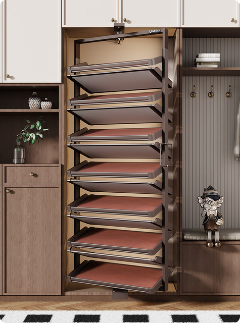 MDNG Schuhschrank mit 360 Grad rotierendem Regal, platzsparender Schuhorganisator aus Metall in Schwarz Matt - Bild 1