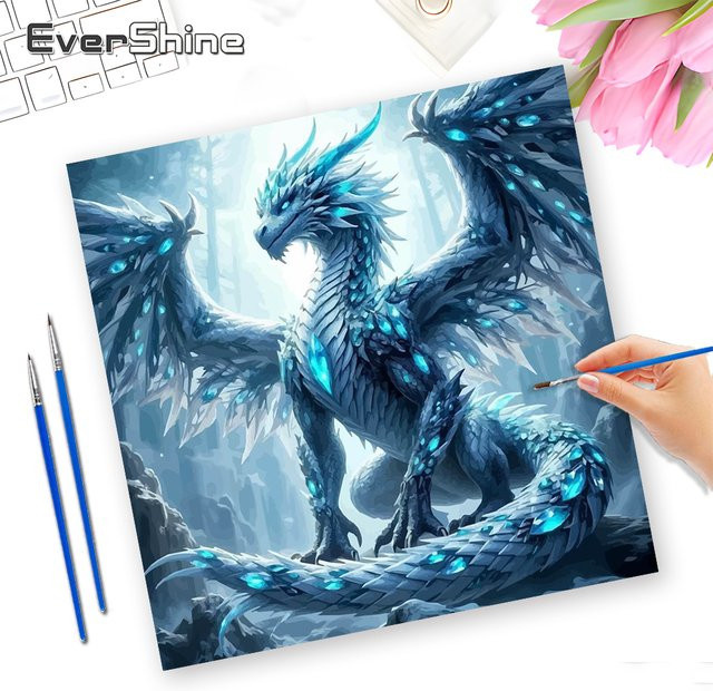Evershine Malen nach Zahlen Drachen, Kunst-Zeichnungs-Set, für Erwachsene - Bild 1