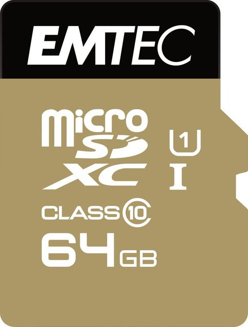Emtec Gold+ microSDXC Speicherkarte, 64 GB, Klasse 10, UHS-I U1 mit Adapter - Bild 1