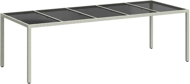 Furnicato Gartentisch aus Poly Rattan und Hartglas in Weiß, B/T/H: 250 x 100 x 75 cm - Bild 1