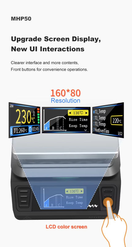 MINIWARE MHP50 Mini-Lötkessel mit LCD-Display, 150W Schnellheizung, DC/PD3.1 und App-Steuerung - Bild 5