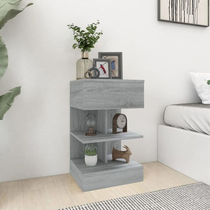 Moderner Nachttisch Vidaxl in Grau aus Holzwerkstoff, B/T/H: 40 x 35 x 65 cm - Bild 1