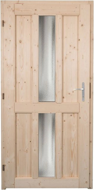 Panto Holz-Nebeneingangstür NET 506 Natur mit Glaseinsatz, Farbe: Braun, B/H: 98 x 198 cm, DIN L - Bild 1