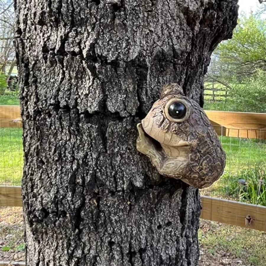 Dekorative Frosch-Figur aus Harz als hängendes Gartenornament in Braun - Bild 2