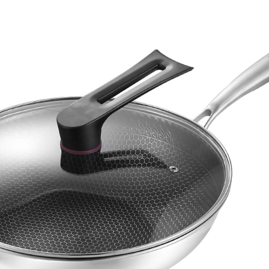 Aimo Edelstahl Wokpfanne mit doppelseitiger Wabenstruktur und Antihaftbeschichtung, Silber, Durchmesser: 34 cm - Bild 3