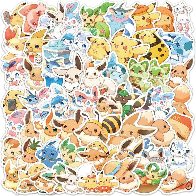 TAKARA TOMY Pokemon Eevee-Graffiti-Aufkleber, 60 Stück - Bild 1