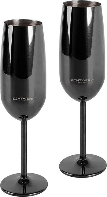 ECHTWERK Sektgläser Champagne Flute, Schwarz, 2er Pack, 250 ml - Bild 1