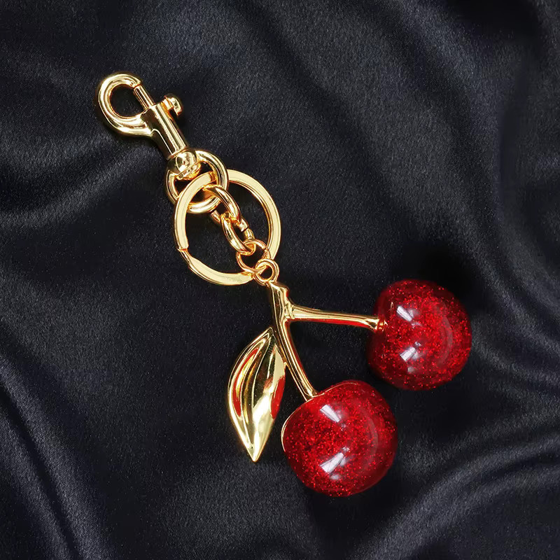 Yogodlns Anhänger Schlüsselanhänger, Roter Kirsch, Gold, Damen - Bild 5