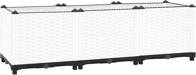 vidaXL Hochbeet in Rattan-Optik aus Polypropylen, Weiß, B/T/H: 120 x 40 x 38 cm - Bild 1