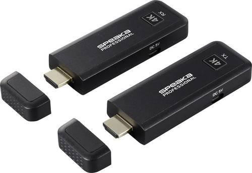 SpeaKa Professional SP-TR-450 HDMI-Funkübertragung Set in Schwarz mit 50m Reichweite, 2.4GHz und 5GHz für 3840 x 2160 Pixel und integrierter LED-Anzeige - Bild 1
