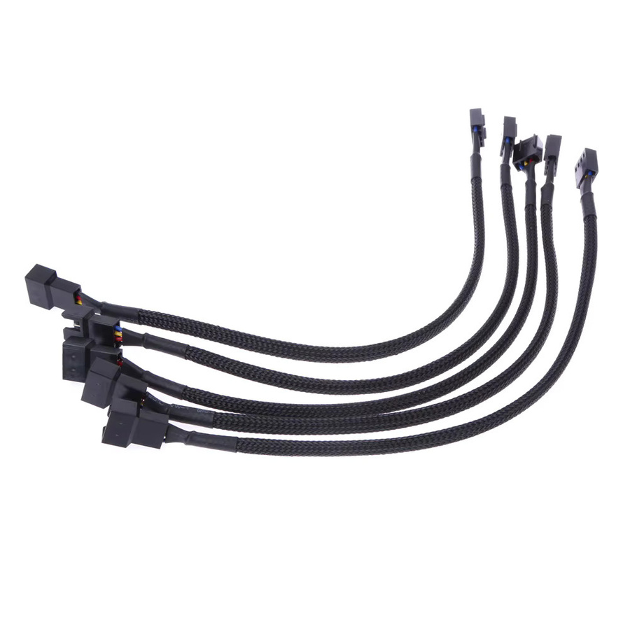Compure 5er Set 4 Pin PWM Lüfter Verlängerungskabel in Schwarz, Länge: 26 cm - Bild 3
