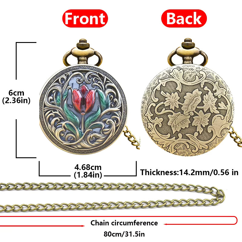 Wecin Gedenktaschenuhr, Quarz, Bronze, Messing, Unisex - Bild 2