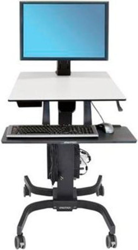Ergotron WorkFit-C Single HD Steh-Sitz-Arbeitsplatz mit höhenverstellbarer Arbeitsfläche, Monitorarm und Tastaturablage in Schwarz-Grau - Bild 2