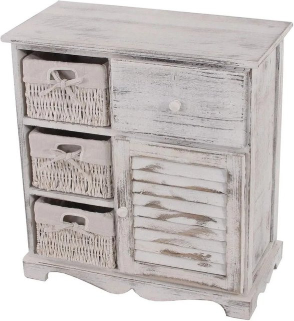 MCW Kommode Schrank mit 3 Körben in Weiß im Shabby-Look, B/T/H: 63 x 30 x 60 cm - Bild 2