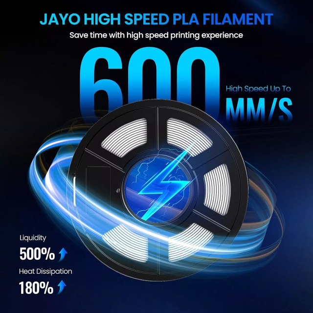 JAYO 3D-Druck-Filament PLA High Flow Speedy 1,75mm Schwarz - Bild 1