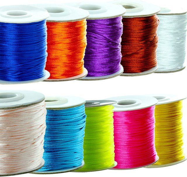 Bunte Nylon-Satin Schnüre 1,5mm für DIY Handwerk und Ornamente, 80 Yards Set, Mehrfarbig - Bild 1