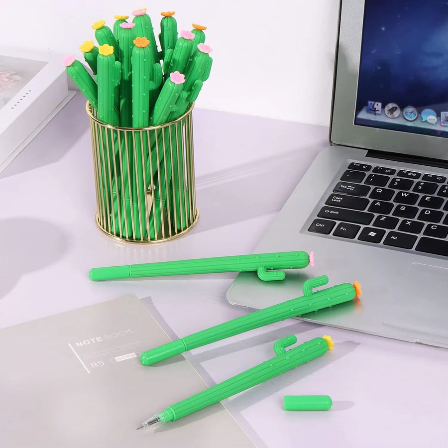 Kaktusförmiges Gel-Stifte-Set in Grün und Multicolour für Schule und Home Office - Bild 3
