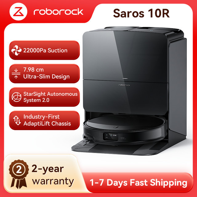 Roborock Saros 10R Saug-Wischroboter Schwarz mit Hebarem Wischmopp, Ultra-Slim Design 7,98 cm, StarSight System 2.0 und Zero-Tangle Technologie - Bild 2