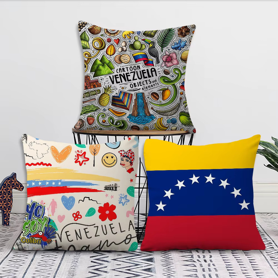 Aesthetic Art Kissenbezug Venezuela aus Plüschstoff, quadratisch, Mehrfarbig, Breite: 30 cm, Höhe: 30 cm - Bild 3