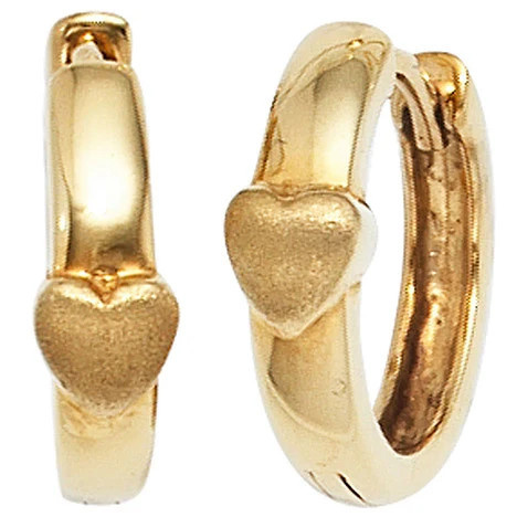 Colkid Creolen Herz, 333 Gold, Gelbgold, mattiert, Kinder - Bild 1