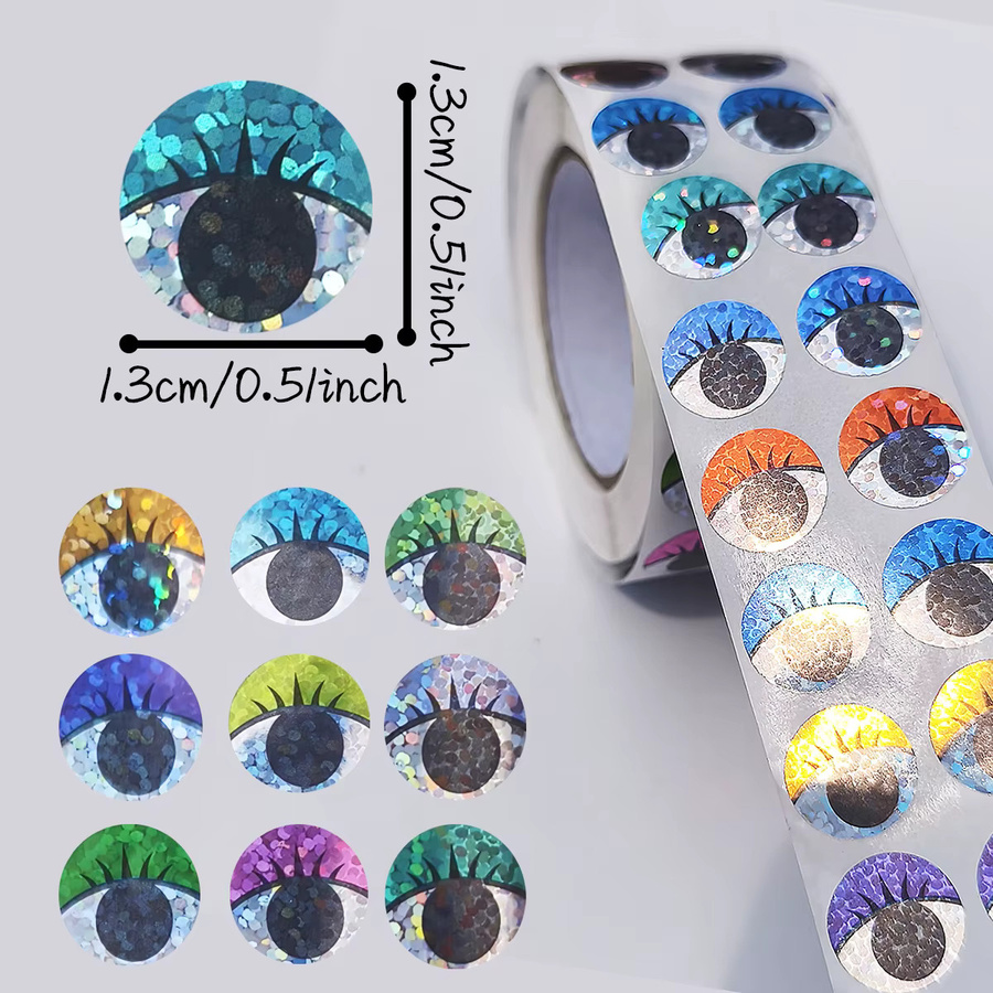 2000 Stück holografische Augenaufkleberrolle in Multicolour als selbstklebende Wimpern-Design-Etiketten für Bastelarbeiten und Geschenkverpackungen - Bild 2