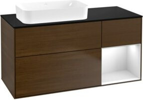 V&B Waschtischunterschrank Finion in Walnussfurnier, Weiß und Braun, B: 120 cm, T: 60 cm - Bild 1