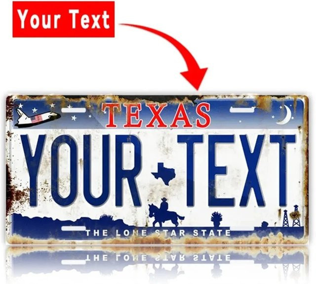 Personalisiertes Texas Nummernschild aus Aluminium von CIFBUY als individuelle Garagenwand-Dekoration im Vintage-Stil, Breite: 30,48 cm, Höhe: 15,24 cm - Bild 1
