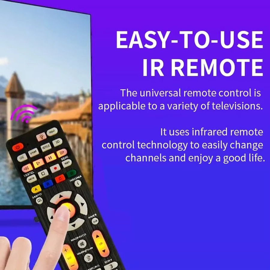 MRSVI Universal-Ersatzfernbedienung RC-G008 mit Hintergrundbeleuchtung für Infrarot-TV in Schwarz - Bild 5