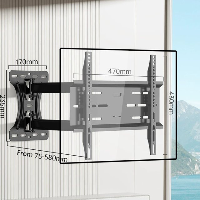 BEISHI Full Motion TV-Wandhalterung für 32-65 Zoll, schwarz, drehbar und neigbar, max. VESA 400 x 400 mm, mit 70 cm langem Arm - Bild 1