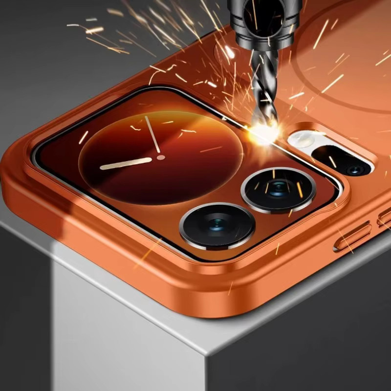AG Matte Hard PC MagSafe Magnetische Schutzhülle für Xiaomi 17 Pro Max in Schwarz und Orange - Bild 4
