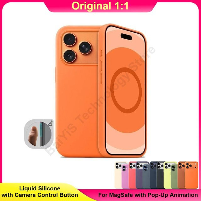 Hautfreundliche Flüssigsilikon-Hülle für Apple iPhone 17 Pro Max Air mit MagSafe und Fallschutz in Orange - Bild 1