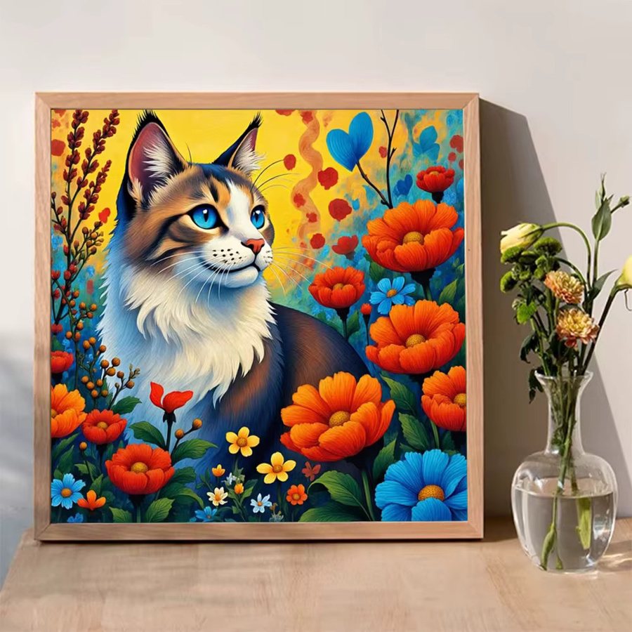 Momoart DIY Diamantmalerei Set Katze mit Blumenmuster, Multicolour, B/H: 20 x 20 cm - Bild 3