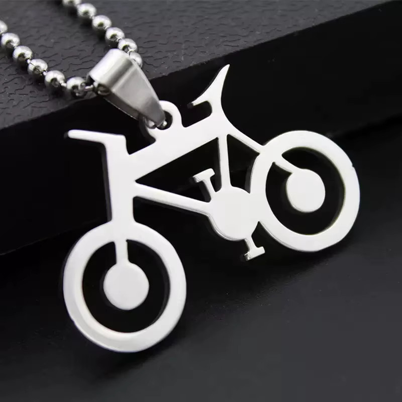 weyena Halskette Fahrrad Anhänger, Edelstahl, Silber, Unisex - Bild 3