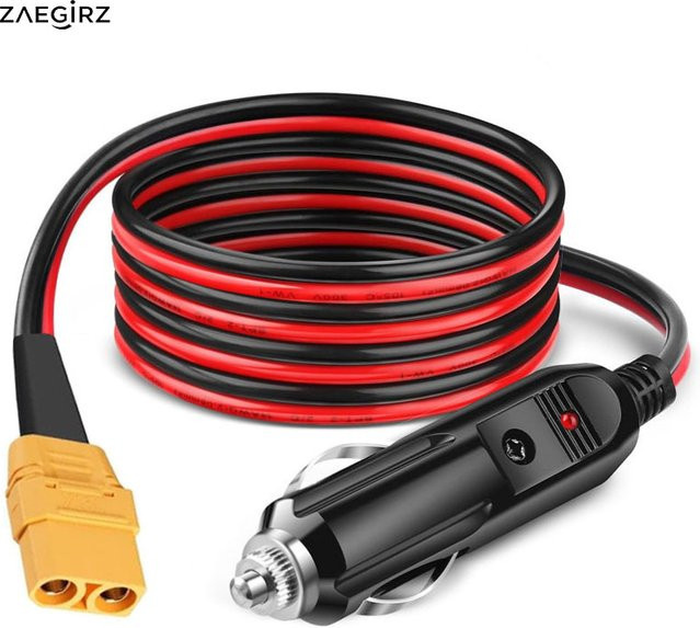 AFERIY XT90-Buchse auf Auto-Zigarettenanzünder-Verlängerungskabel, 1,5 m, Schwarz, für SolarPlay Q2402 Q2501 tragbare Powerstation - Bild 1