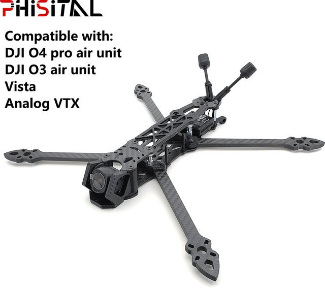 PhiSital MARK4 O4P FPV-Rahmenkit für 5/7 Zoll Quadcopter aus Carbonfaser in Schwarz für O4 Pro, O3, VISTA und Analog VTX Freestyle Drohnen - Bild 1