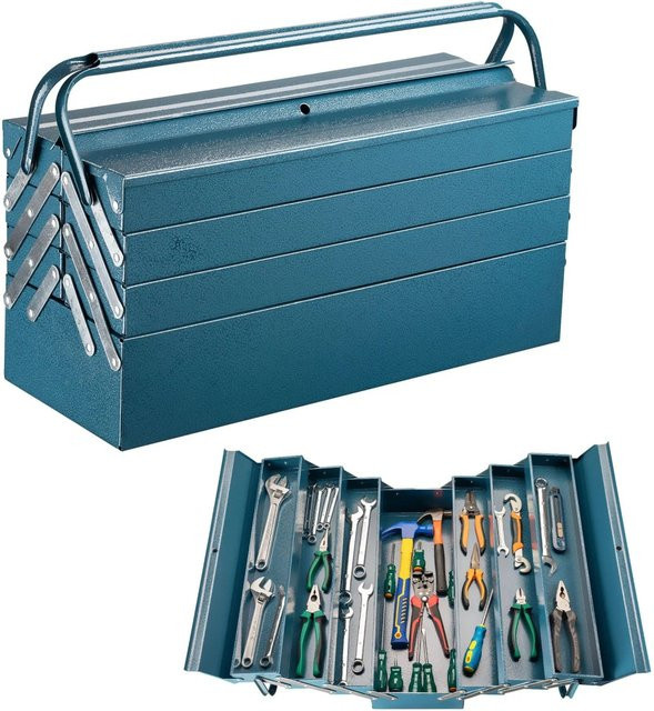 Wiltec Werkzeugkiste aus Stahl in Blau mit 7 Fächern, B/T/H: 53,0 x 20,0 x 25,0 cm - Bild 1