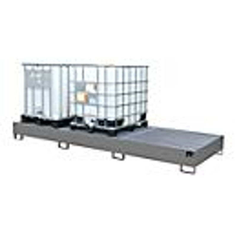Bauer Südlohn Auffangwanne AW 1000-3, unterfahrbar, lackiert, Mausgrau, B/T/H: 130,0 x 385,0 x 34,0 cm - Bild 2