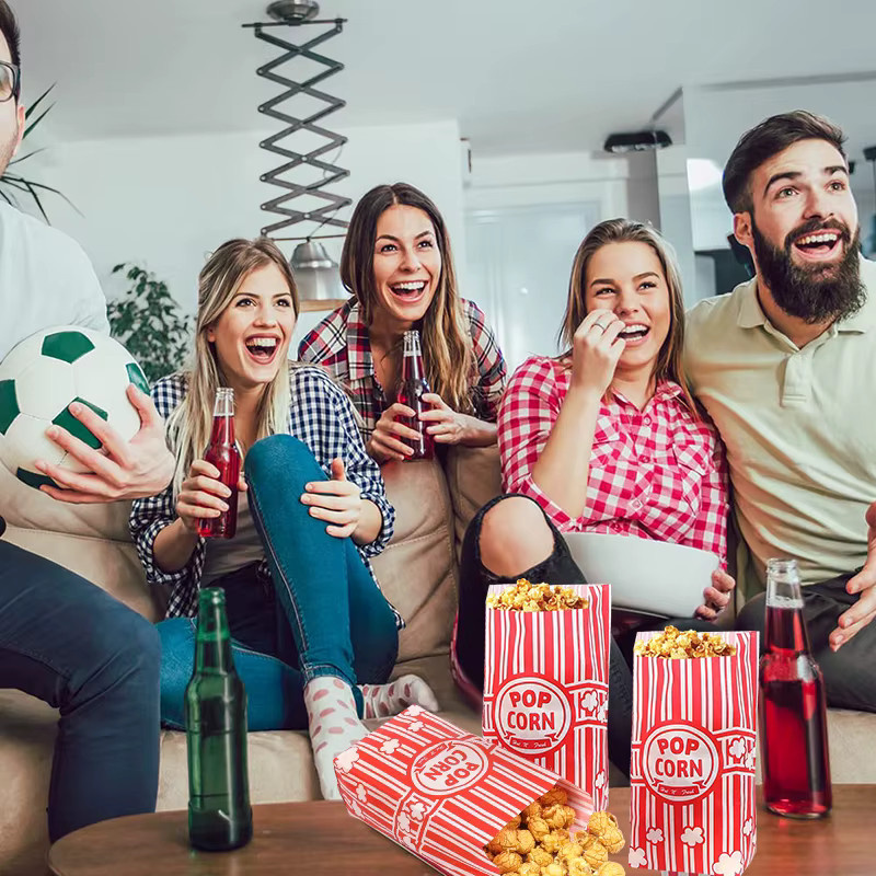 50 Stück ZQNYCY Popcorn-Verpackungsbeutel aus Papier in Rot und Weiß für Party, Hochzeit und Geburtstag - Bild 3