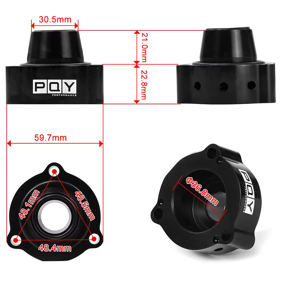 PQY Blow Off Ventil Adapter für VAG TSI und Audi TT 2,0 T Turbo, Schwarz - Bild 3