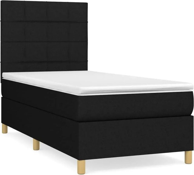 vidaXL Boxspringbett mit Matratze Hybrid-Design in Schwarz, B/T/H: 90 x 190 x 128 cm - Bild 1
