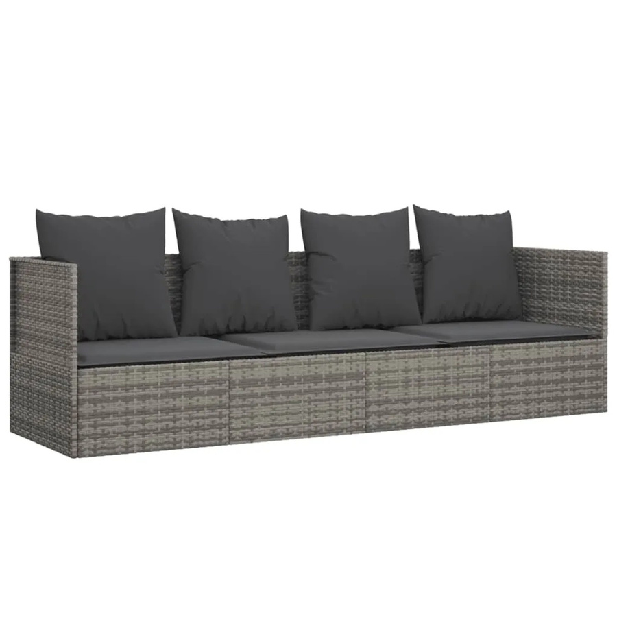 vidaXL Outdoor-Loungebett aus Poly Rattan in Grau mit wetterfesten Kissen - Bild 2