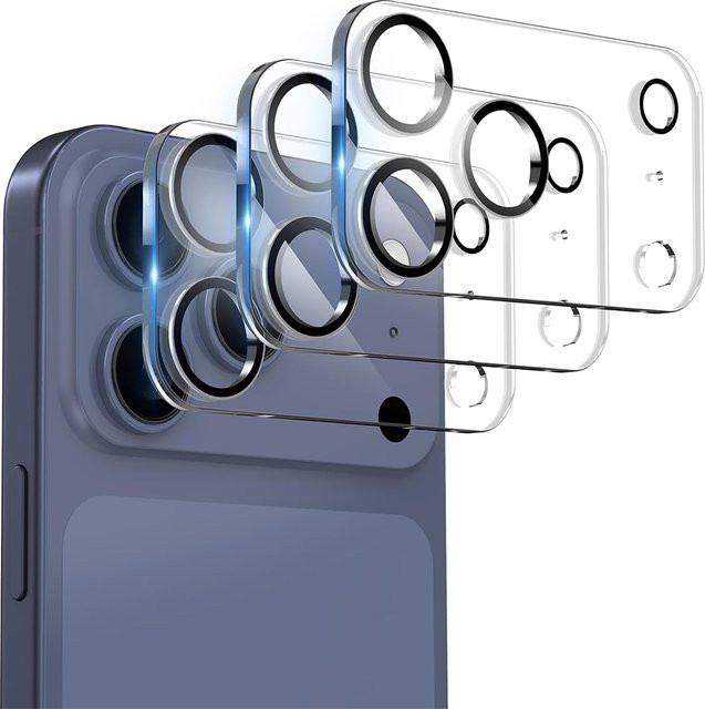 3er-Set NYFundas Kamera Objektiv Schutz aus gehärtetem Glas für iPhone 17 Pro Max, 16 Plus, 15, 14, 13, Mini, 12, 11 in Transparent - Bild 1